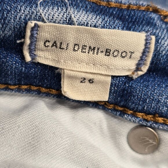 Madewell Cali Demi Boot Cut Denim Buttonfly Comfort Stretch Jeans Chewed Hem - Picture 8 of 9
